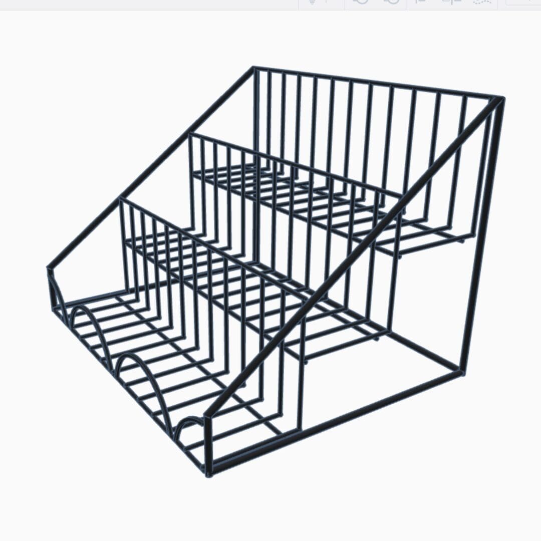 Three-tiered wire display stand.