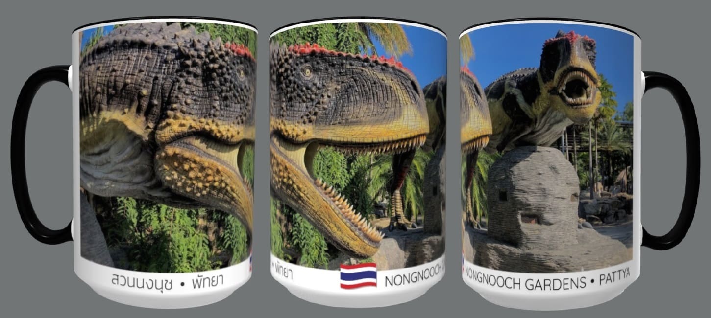 Dinosaur mug, Nong Nooch Gardens, Pattaya.