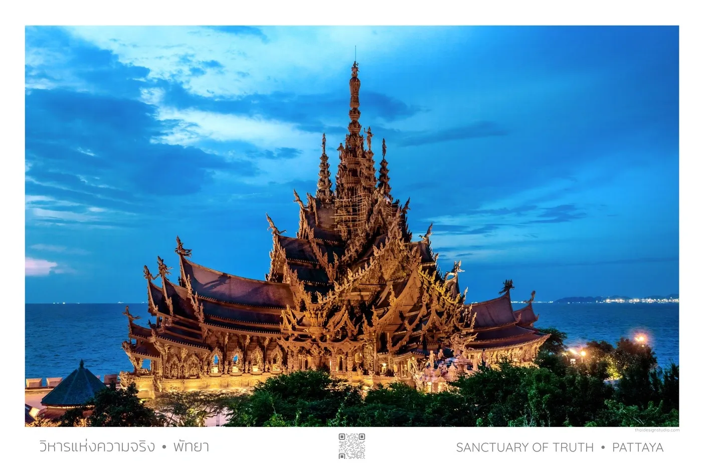 Sanctuary of Truth, Pattaya at dusk.