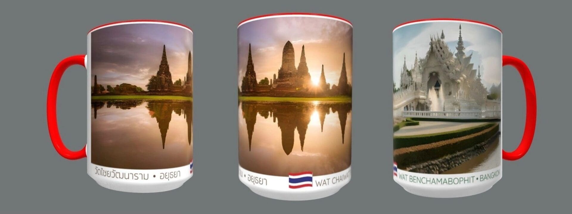 Thai temples and Wat Benchamabophit mugs.
