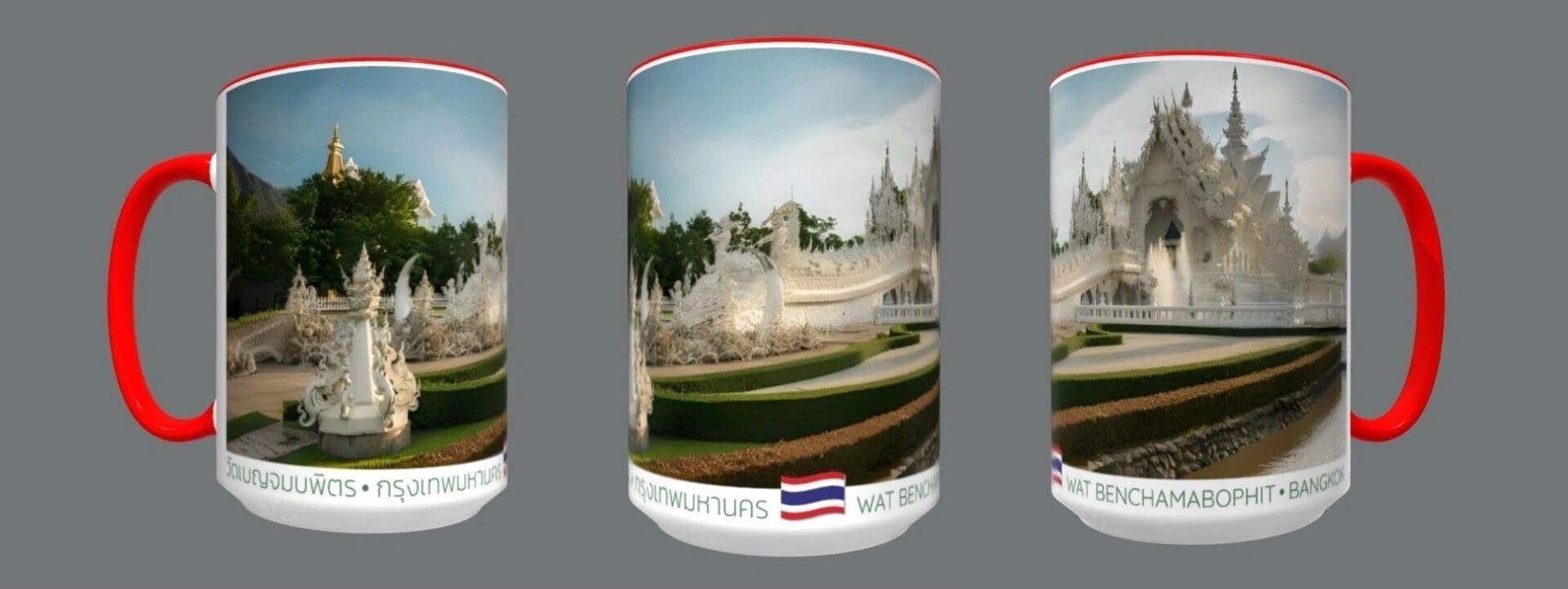 Here's an alt tag for the image: Wat Benchamabophit, Bangkok mug.